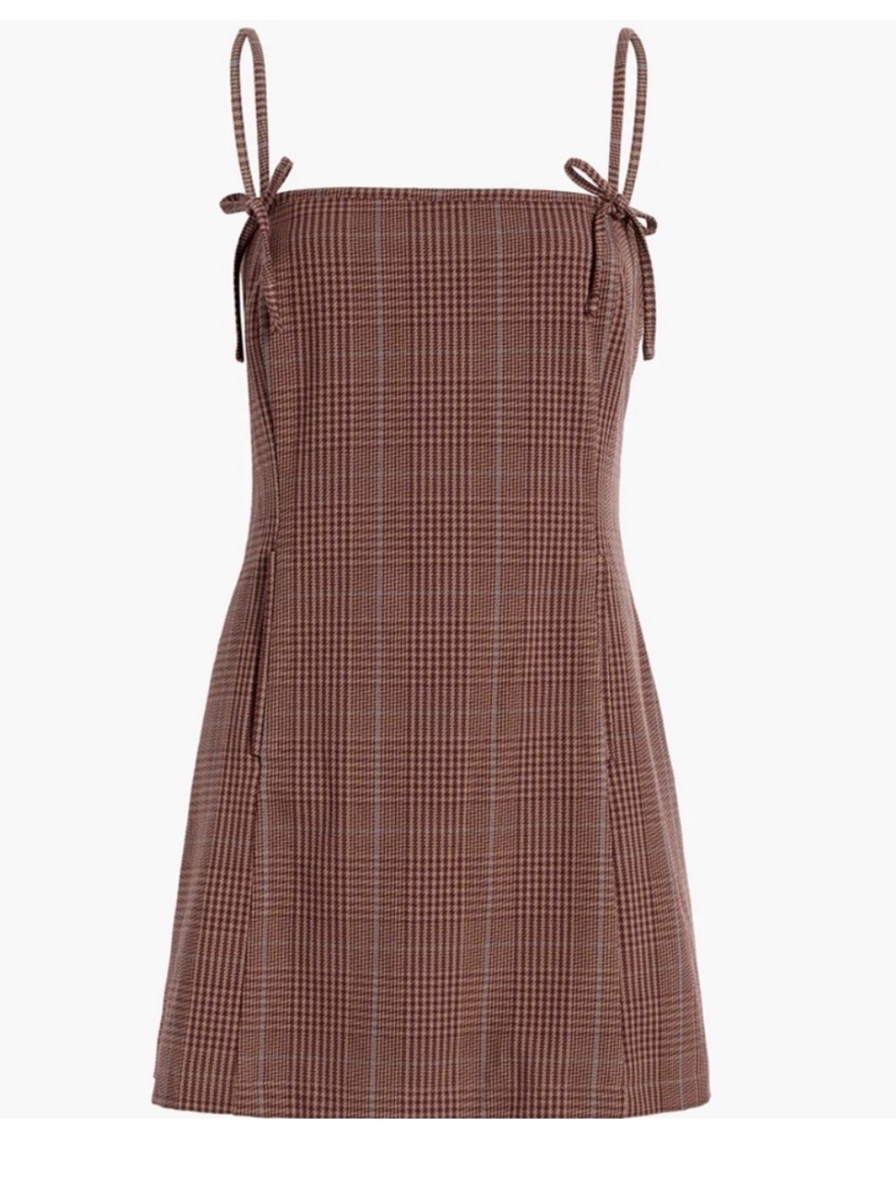 Hill House Home Rennie Dress Brown Plaid Houndstooth Mini Length Size L - Picture 2 of 8